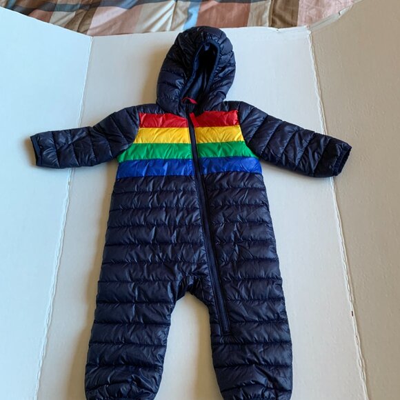 PRIMARY BABY LIGHTWEIGHT PUFFER RAINBOW ZIPPED SUIT JACKET SIZE 6-12 MO - Picture 4 of 14